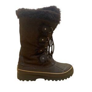 Khombu Women’s Brown Faux Fur Insulated Lace-Up Winter Snow Boots Nordic Size 8M
